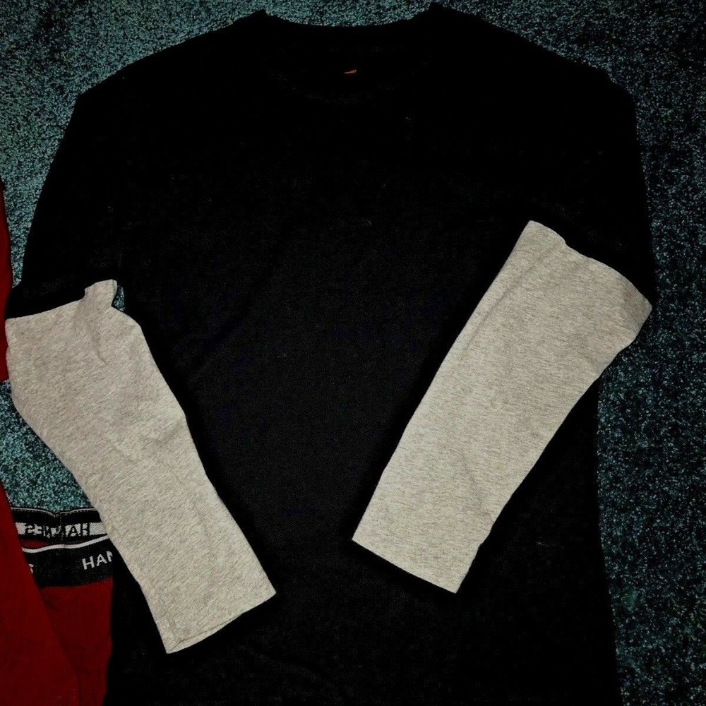 Hanes Separates-2 Tops-1 Pant-black/grey/maroon-M - Picture 5 of 8